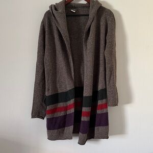 Cozy Hooded Cardigan with Stripes